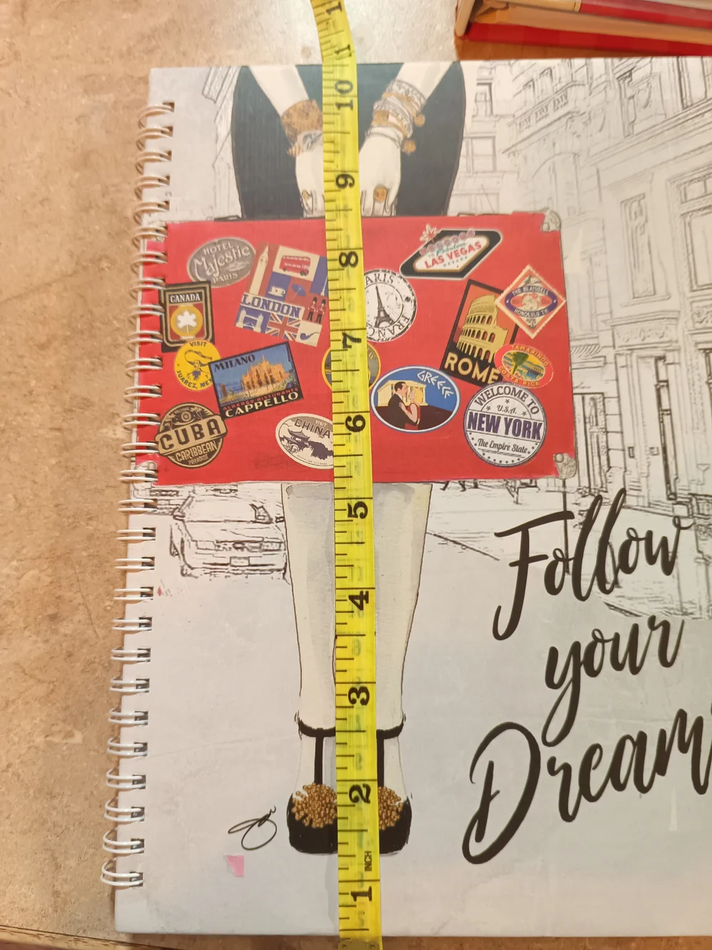 Red Travel Sticker Suitcase Journal 